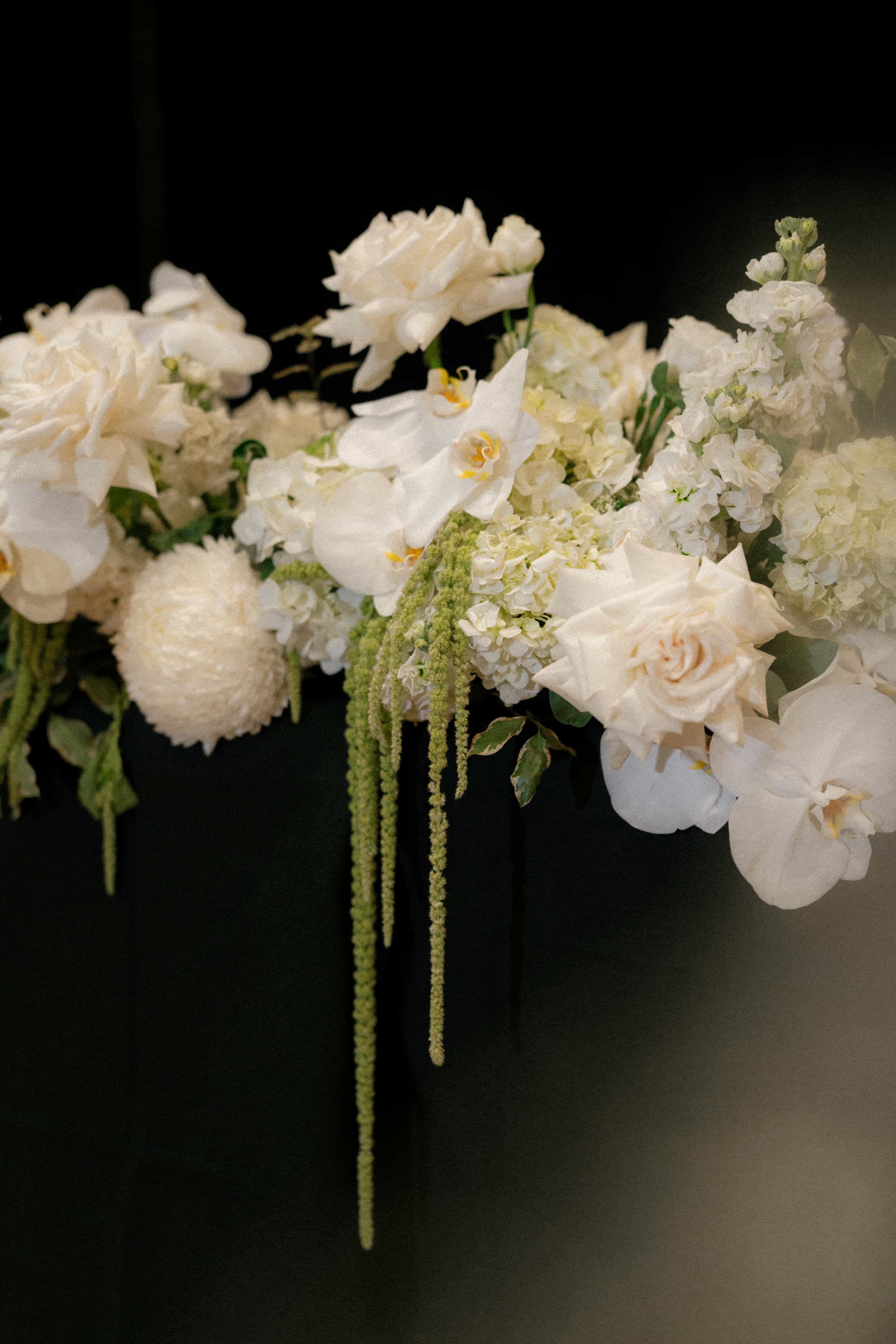 beija flor real wedding white orchids reception flowers detail