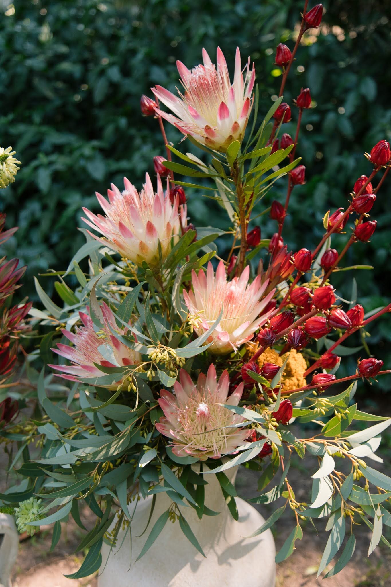 Beija Flor Rosellas with Repens Proteas at a Darwin Wedding