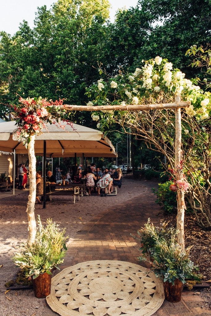 paperbark wedding arbour at Evas Cafe, Darwin