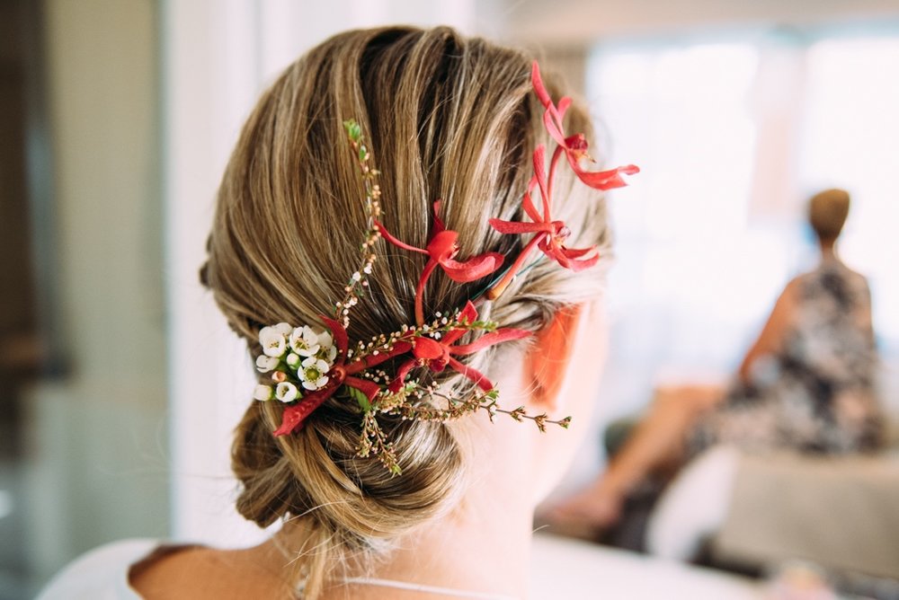 native hair flowers for a Darwin bride