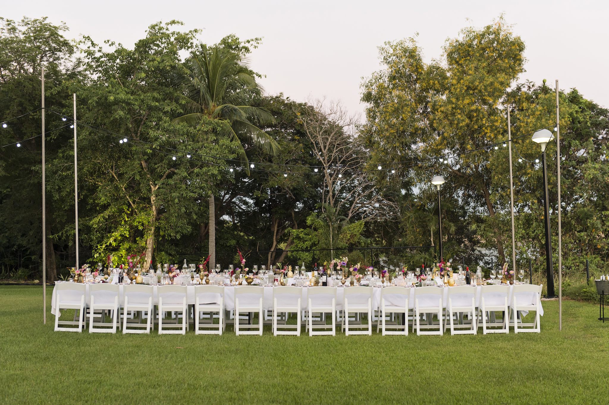 long wedding reception tables at Pee Wees, Darwin