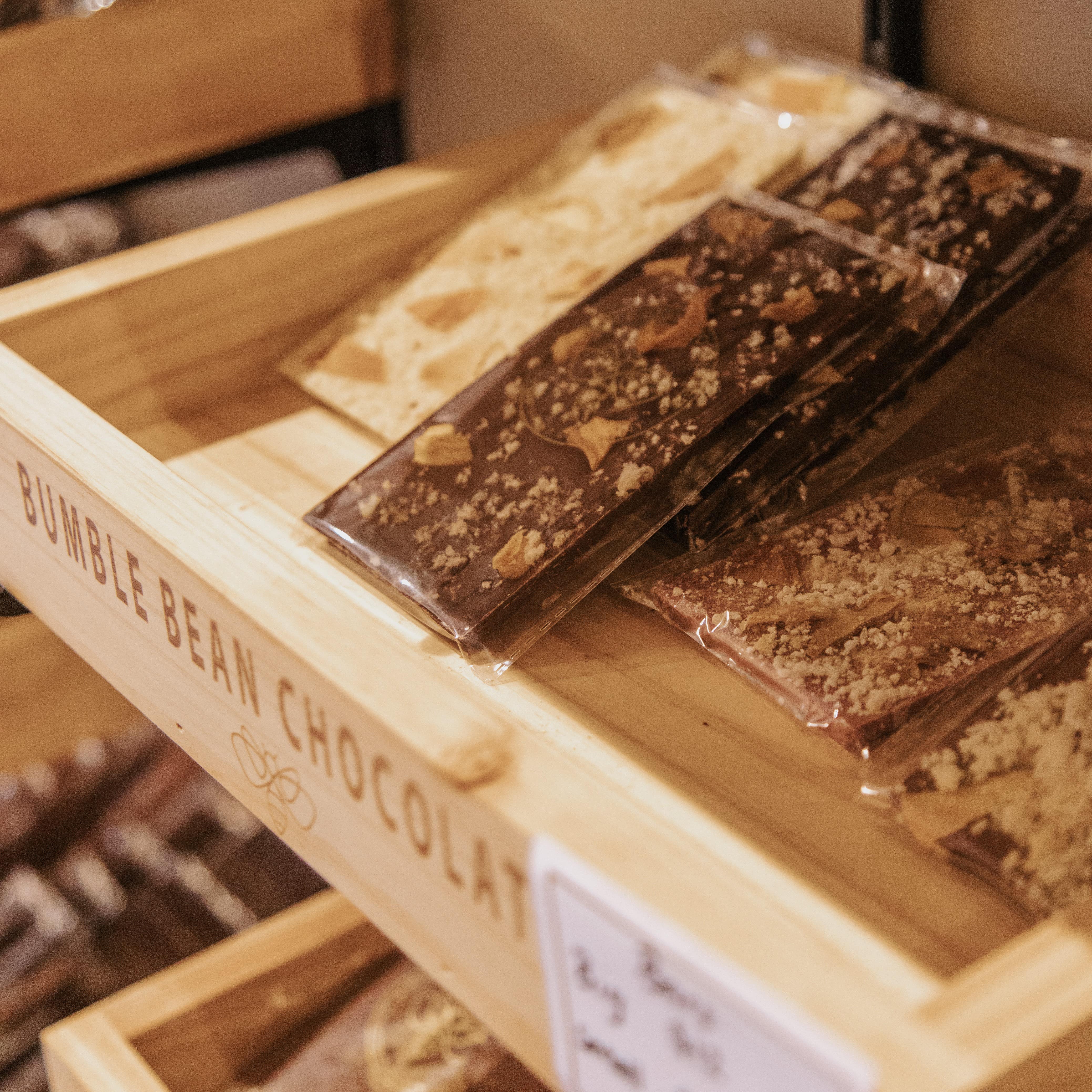 display case filled with brumble bean products