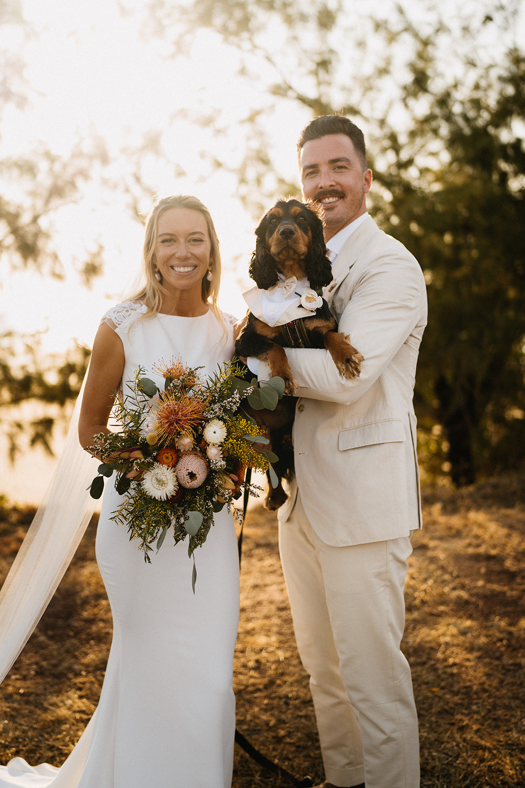 Hannah & Austin - Beija Flor Real Wedding - Bride and Groom plus Fur Baby