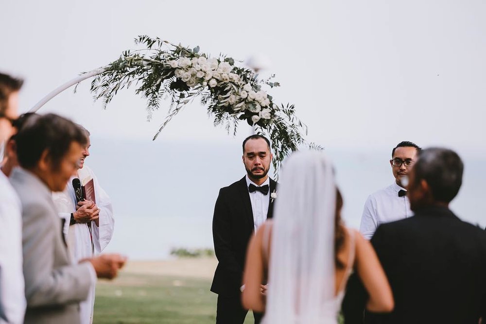 a ceremony hoop is a fresh alternative to a traditional arbour