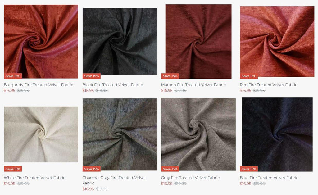 Fire Treated Velvet Fabric sold by the yard