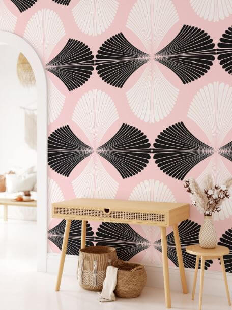 Pink and White Folding Fan Art Deco Wallpaper Home Decor Trends