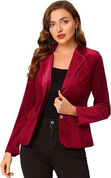 2023 Velvet Trends red velvet blazer