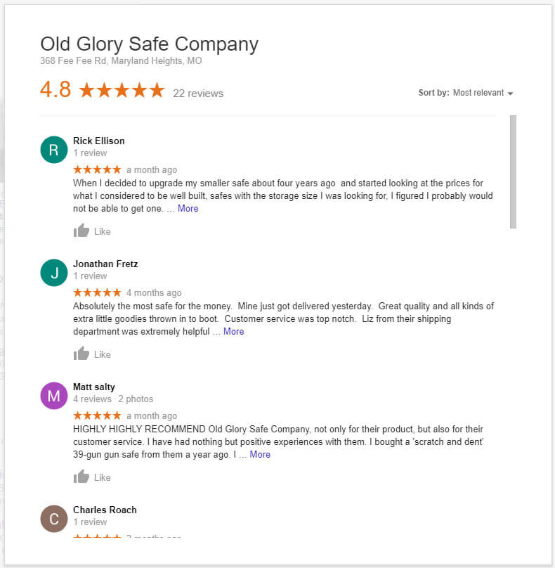 Old Glory Gun Safe Company Reviews on Google