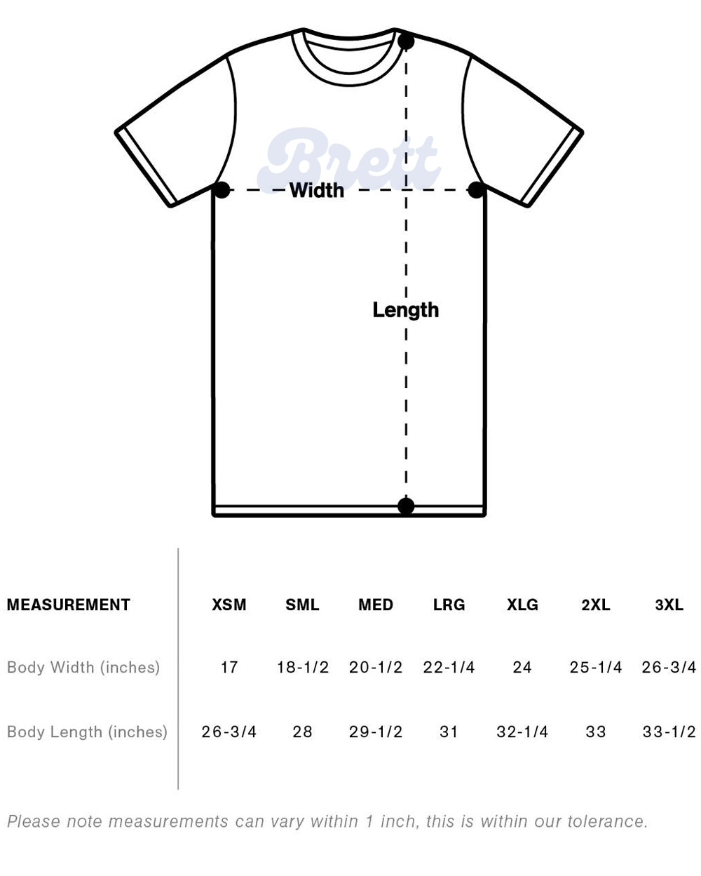 T-Shirt Size Guide