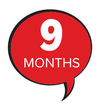 9 Months Red Speech Bubble