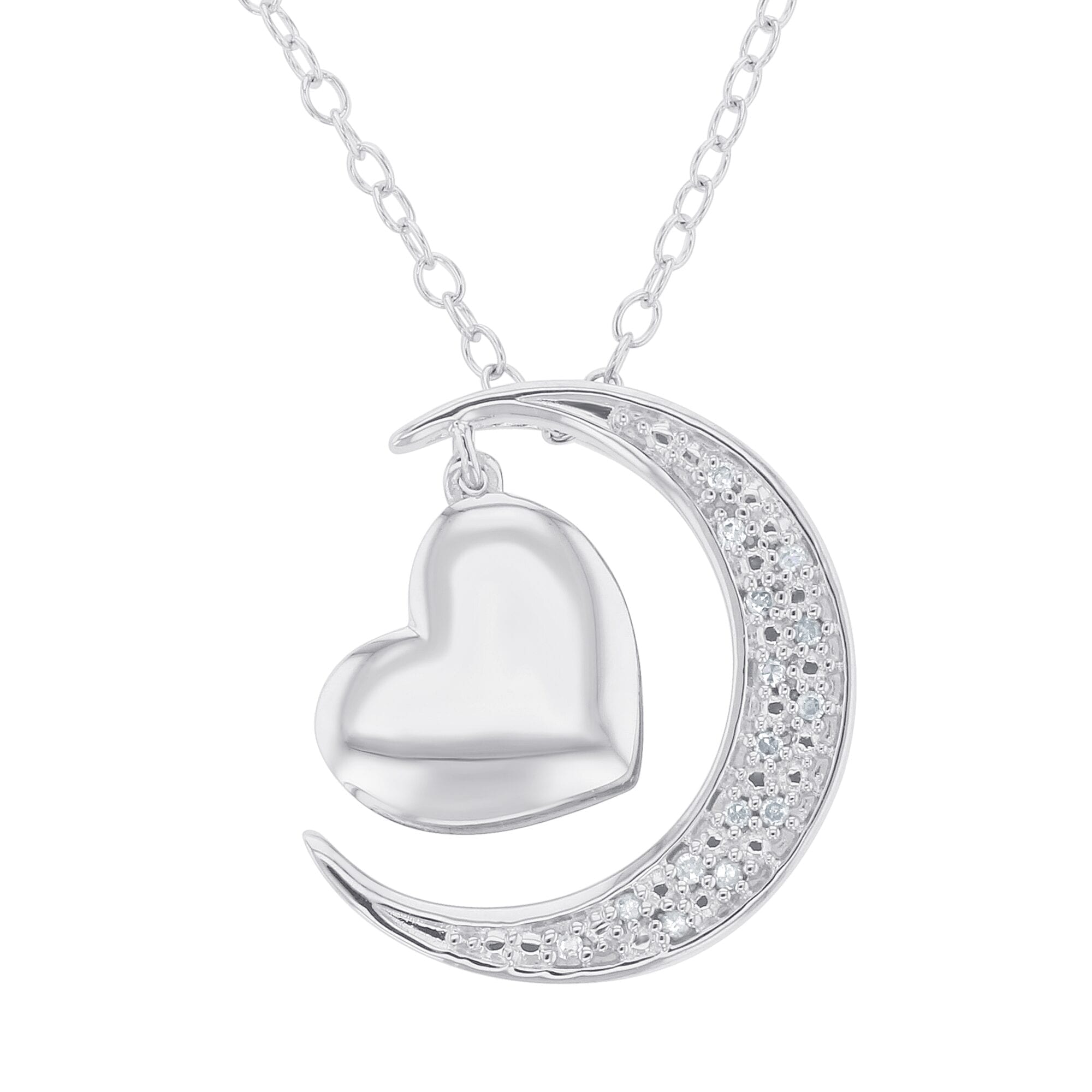 Our trending white gold moon and back pendant.