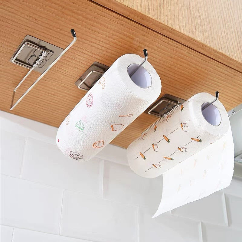 1/2pcs Hanging Towel Holder Toilet Paper Hold Bathroom Towel Rack Stand Kitchen Paper Rack Home Storage Racks Roll Paper Holder