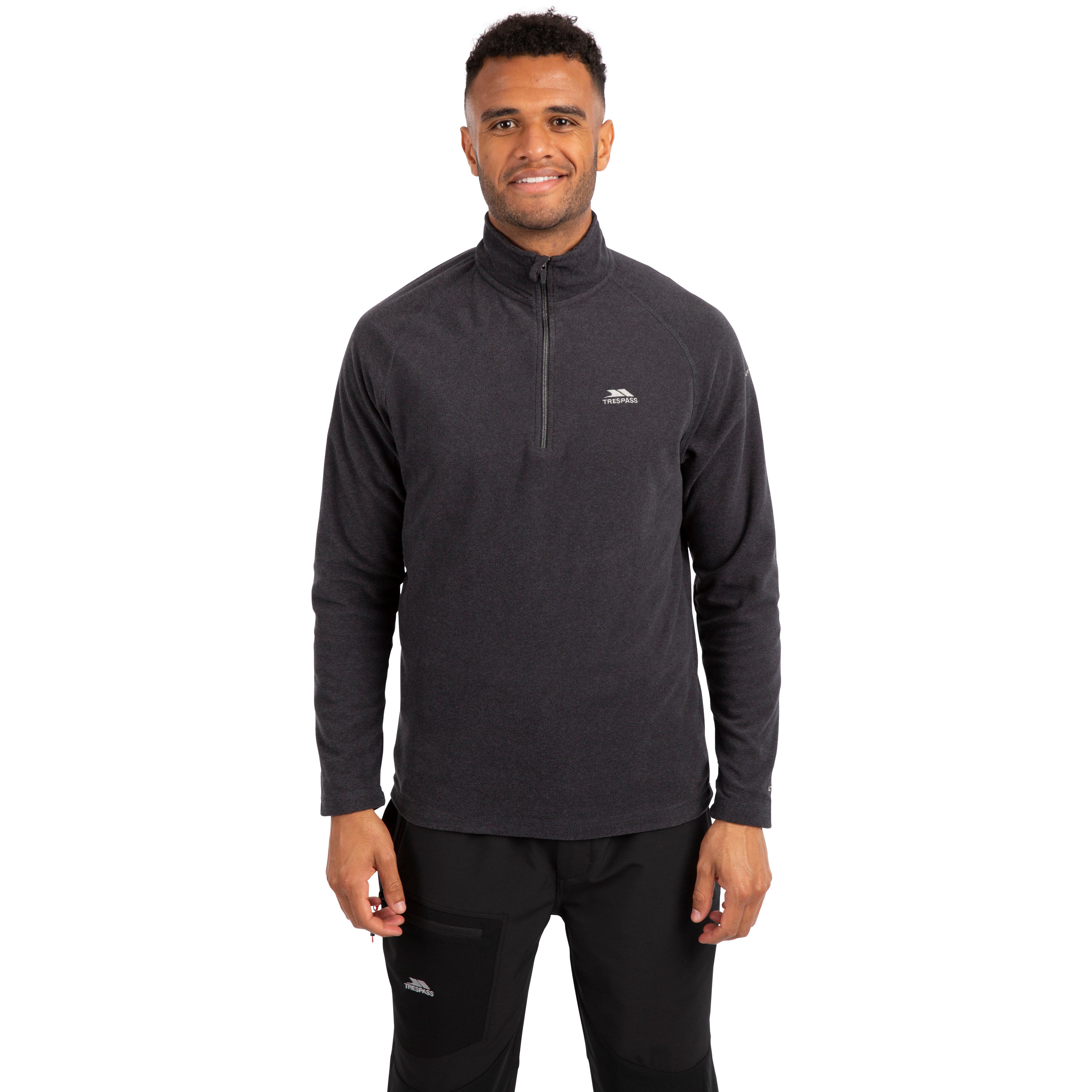 Keynote Mens 1/2 Zip Fleece Jumper - Black / Grey | Trespass Ireland