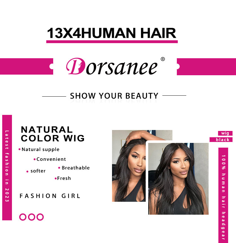 Dorsanee Hair #1B Short Straight Hair Bob Wig 13x4/4x4 Lace Frontal 180% Density Human Hair Wigs For Women