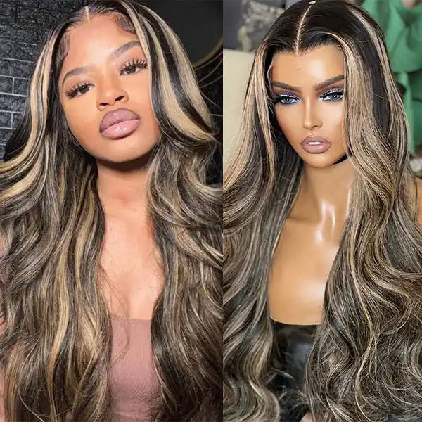 Dorsanee Blonde Highlight Body Wave Lace Front #P1B/27 Hightlight 13x4 HD Lace Frontal Human Hair Wig