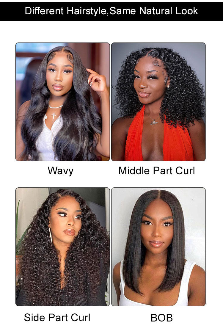 Dorsanee Hair 5x5 Pre Plucked HD Lace Closure Wigs Human Hair Kinky Straight Glueless Lace Natural Black Color