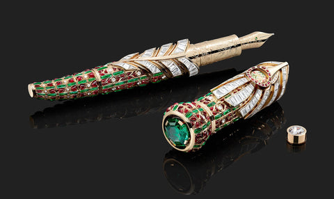 Taj Mahal Pen Expensive Blue Green Red Fountain Pen Nib Metal Gold Diamond Sapphire Emerald