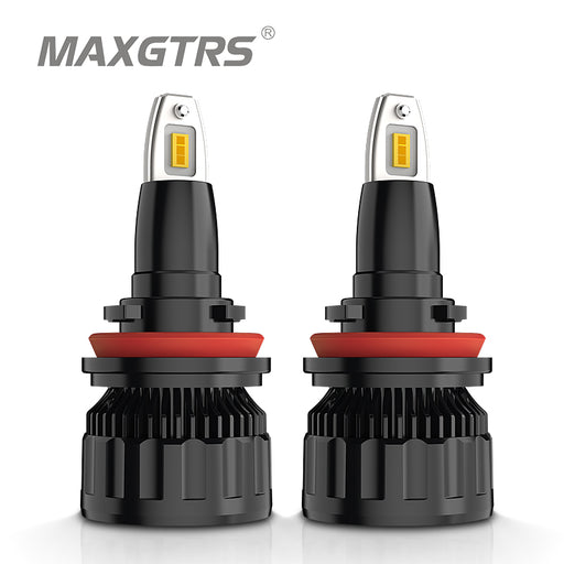 LED Car Lights Bulb  MAXGTRS - 2× 3-Colors Switch Car LED Bulb Headlight  Fog Light H1 H4 H7 H8/H9/H11 9005 HB3 9006 HB4 9012 6000K 3000K 4300K Warm  White Gold 3 Colors — maxgtrs