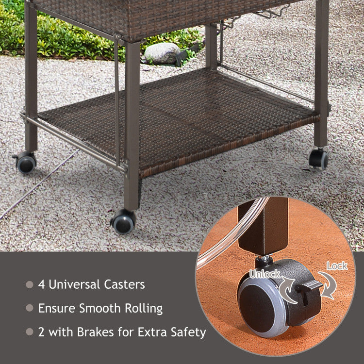 Portable Wheels & Secure Lockable Design: Designed with four universal casters, this cooling trolley offers smooth and easy mobility, allowing you to effortlessly transport it anywhere you desire. Two of the casters are lockable, providing stability and security when the cart is in place.