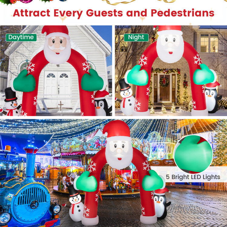 Warm Up Christmas Night: 5 built-in LED lights are scattered throughout the arch to create a fun festive atmosphere, making the inflatable arch a hit in your neighborhood. With the addition of LED lights, your yard is sure to be a beautiful sight for parties and celebrations.