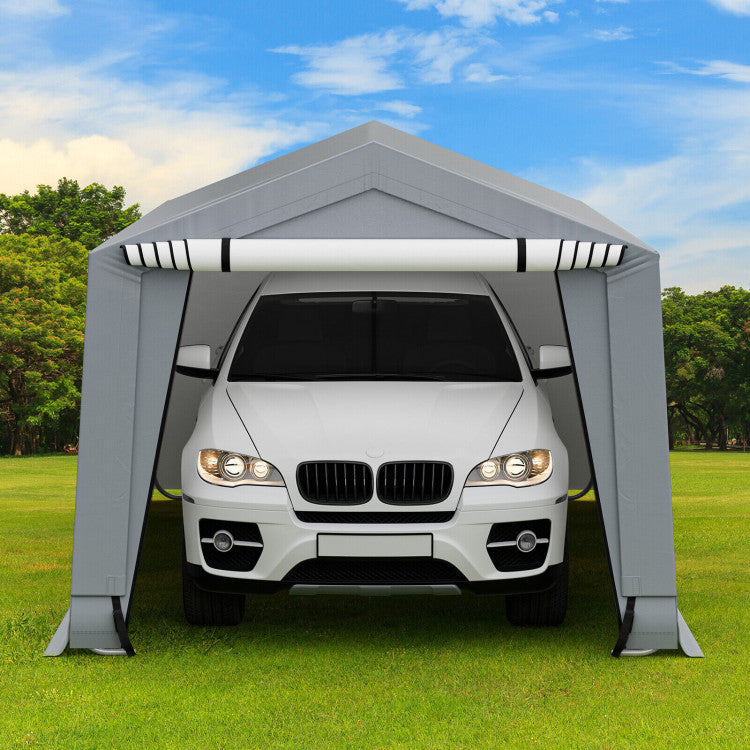 Robust Galvanized Steel Frame: Elevate durability with our heavy-duty carport featuring rust-resistant galvanized steel poles. Triangular reinforced beams and 8 solid legs provide unmatched stability, ensuring a long-lasting structure.