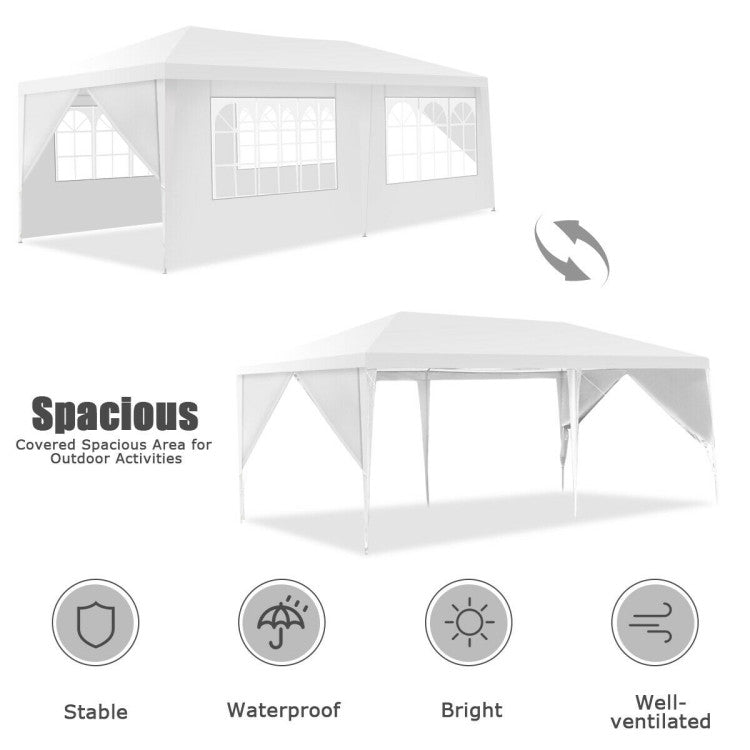 Optimal Ventilation for Comfort: Stay cool and comfortable even on hot summer days with the removable sidewalls that offer enhanced airflow. When the weather suddenly changes, simply attach the wind-tight sidewalls for added protection. The tent features two zip-up doorways that allow for easy adjustment, while the transparent PVC windows on each sidewall offer natural light and a view of the surroundings.