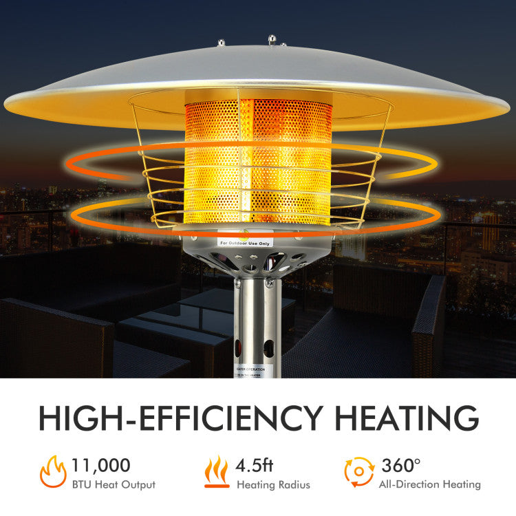 Efficient Outdoor Heating: Elevate your outdoor experience with our high-performance tabletop patio heater, boasting 11,000 BTU heat output for fast and effective warmth. Ideal for gardens, patios, and more.