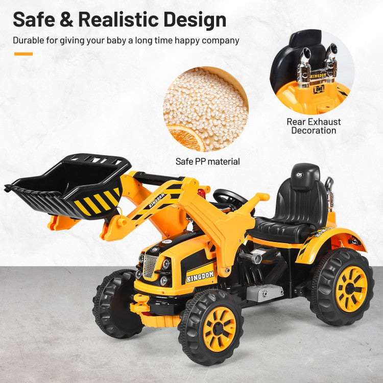 Safe and Thoughtful Design: Your child's safety comes first. With a comfortable seat equipped with a safety belt, stable joint connections, and a spacious pedal, this excavator provides a secure and cozy driving environment. Easy-to-use buttons and a responsive handle allow your kids to operate it at low or high speeds effortlessly.