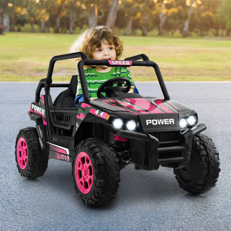 Stylish Adventure: Stand out with LED headlights, lockable doors, simulated dashboard, horns, and engine sounds. The eye-catching UTV design, coupled with large anti-slip wheels, ensures a stylish and secure off-road experience on any surface.