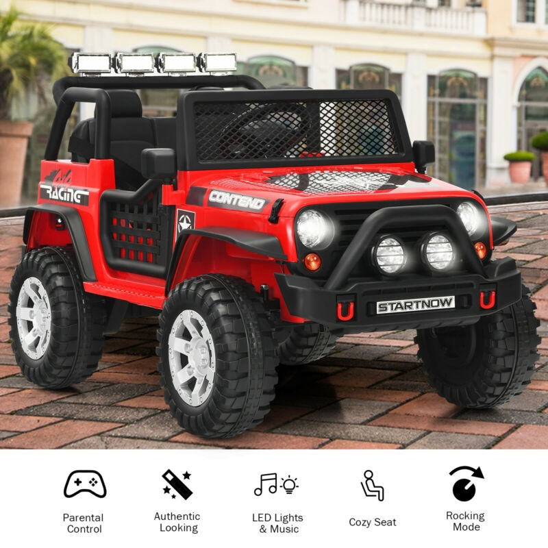 Safe and Smooth Ride Experience: Equipped with front and rear spring suspension and a slow start function, this 12V ride-on truck ensures a safe and enjoyable playtime on various terrains. Always remember to secure your kids with the seat belt on the spacious and comfortable seat for a smooth and joyful ride.