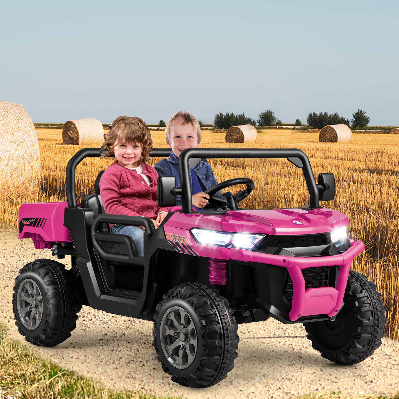 Safety is a Priority: We prioritize your child's safety above all else. Crafted from high-quality PP and heavy-duty steel, our off-road vehicle is sturdy and durable, built to withstand the test of time. The spacious seat with an adjustable safety belt, lockable doors, and soft start technology are designed to protect your kids from potential hazards.