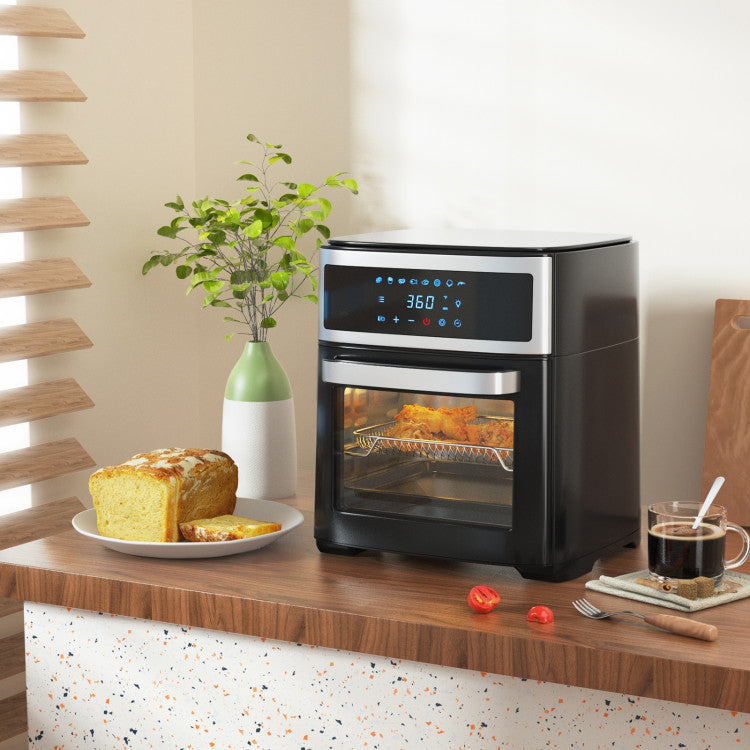 8-in-1 Design for Versatile Use: T Our versatile air oven boasts an 8-in-1 design with preset cooking modes for chicken wings, french fries, pork, fish, poultry, drying fruit, bread, and shrimp. Enjoy a wide variety of delicious dishes tailored to your personal taste every day.