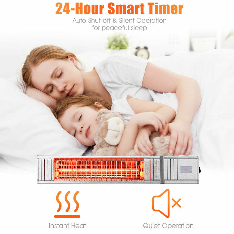 24-Hour Timer, Whisper-Quiet Operation: Set the 24-hour timer for auto-off and enjoy a cozy night's sleep. This infrared heater operates silently, creating a peaceful atmosphere for work or rest.