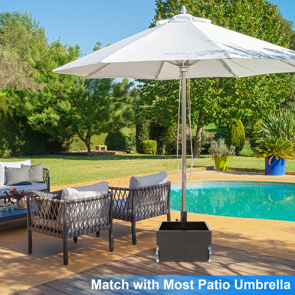 Durable and Sturdy Construction: The portable umbrella stand is constructed of heavy-duty powder-coated steel, offering excellent rust resistance, weather resistance, and sturdiness. It is suitable for various settings, including commercial use, backyards, poolside areas, terraces, company leisure areas, barbecue bars, and more.