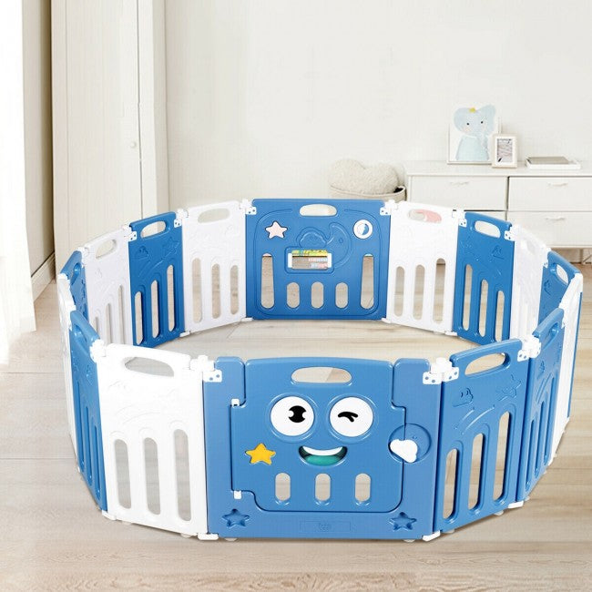 Give your kids a safe activity center with this 16-panel baby playpen. Sturdy enough for your active children. Easy to move and store, perfect size, and freely combine to different shapes according to the size of room space. 