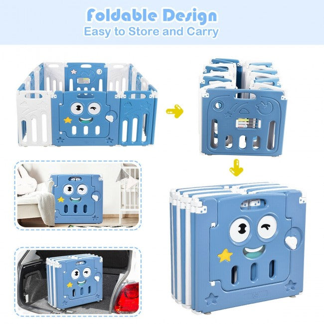 Foldable Baby Fence: Featuring with foldable design, this baby playpen is convenient to store to save your home space. Also, it is easy for you to move to any ideal place, such as a bedroom, living room, or balcony. When you need to do housework or rest, the baby playpen will be a good helper.