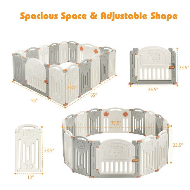 Large Coverage for Baby to Play: All 16 pieces of door pieces can be combined to provide enough spacious space for your baby. Your baby can climb or walk inside, which can help the baby learn to crawl or walk to a certain extent. And you can also enter the fence to play or rest with your baby.