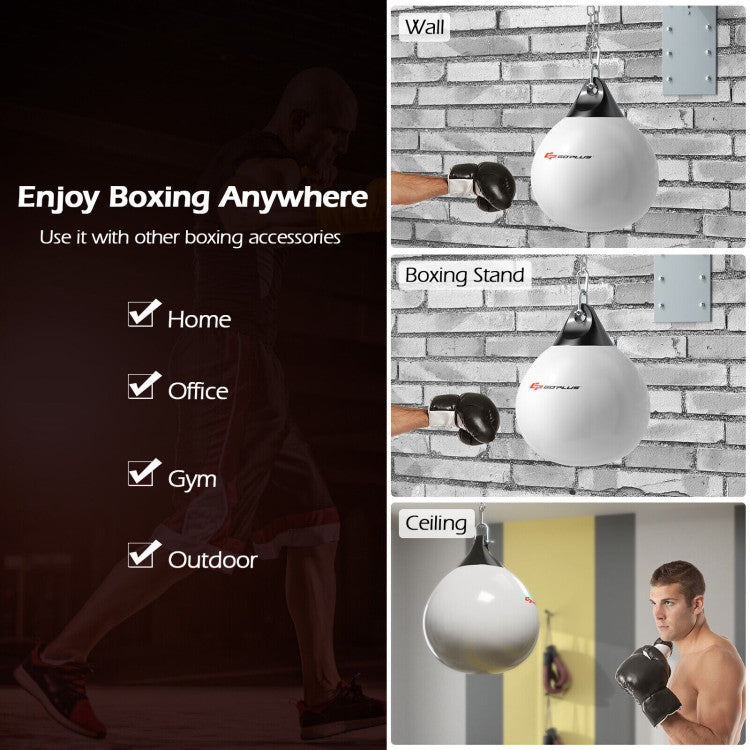 Enjoy Boxing Anywhere: Enjoy boxing anytime, anywhere! Easily empty the water and air, allowing convenient storage in cabinets or gym bags. Weighing in at just 11 lbs, this water punching bag is perfect for on-the-go training. Plus, it's designed to be quiet during use, ensuring a disturbance-free workout for you and your surroundings.