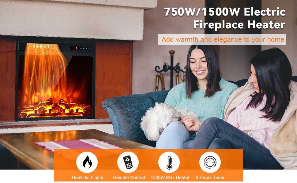2 Heat Modes for Optimal Comfort: Elevate your living space with this cutting-edge 18" fireplace that offers two versatile heat settings - 750W (2500BTU) and 1500W (5000BTU). Effortlessly warm up areas of up to 400 square feet while enjoying the peace of mind provided by the over-temperature protection feature.