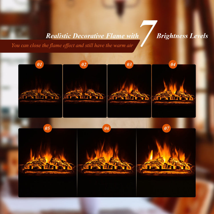 7-Level Flame Intensity and Timeless Aesthetics: Our fireplace features a timeless antique design that seamlessly complements your home decor, perfect for installation in the living room, study, or bedroom. With 7 adjustable flame brightness levels, you can easily set the perfect ambiance. Experience the mesmerizing dance of flames and lifelike burning log effects for an authentic fireplace atmosphere.