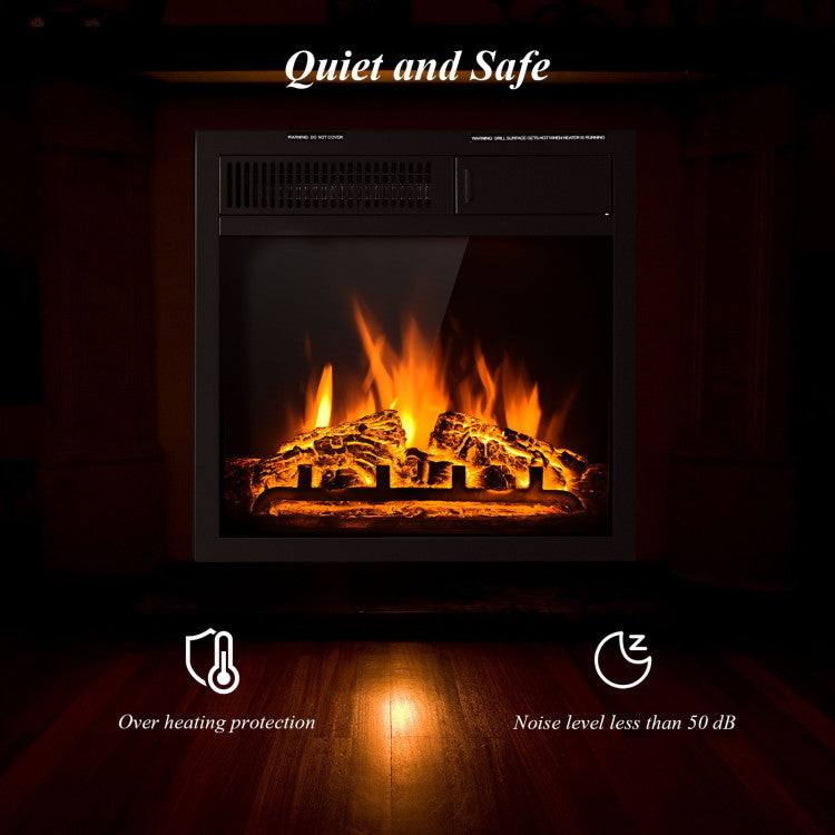 Clean and Safety-First Design: This electric fireplace insert is rigorously tested to meet ETL safety standards. It offers the warmth and charm of a fireplace without the hazards of open flames and smoke. No need for gas, ethanol, propane, or gel cans. Plus, our premium materials ensure the surface remains cool to the touch, making it safe for kids and pets.