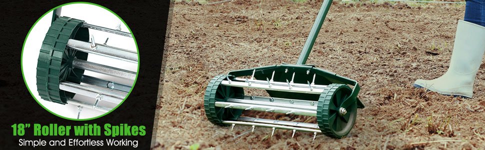 Mud-Free Operation: Our rolling lawn aerator comes with a protective shield, ensuring clean and dry surroundings. Keep your clothes, shoes, and feet safe from mud splashes while you transform your lawn.