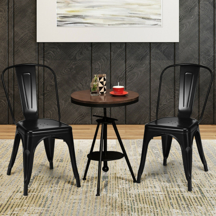Modern & Elegant Design: Elevate your space with our modern industrial dining chairs. The gun-colored metal surface, tapered legs, and rounded back frame bring a luxurious touch, perfect for kitchens, restaurants, bistros, or coffee houses.