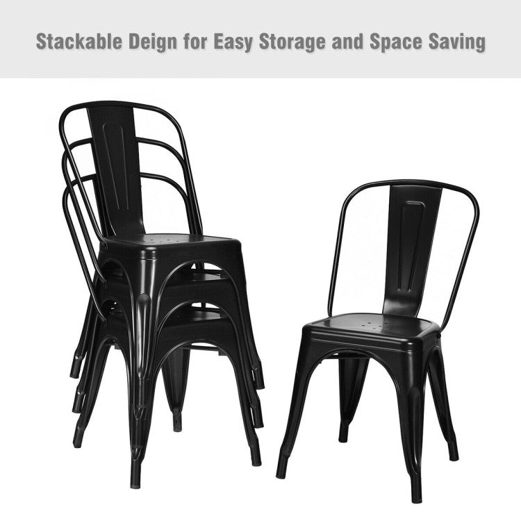 Space-Saving Stackable Chairs: Lightweight and stackable, this set of 4 dining chairs is perfect for easy storage. The stackable design, coupled with foot pads to prevent floor scratches, ensures convenience and stability.