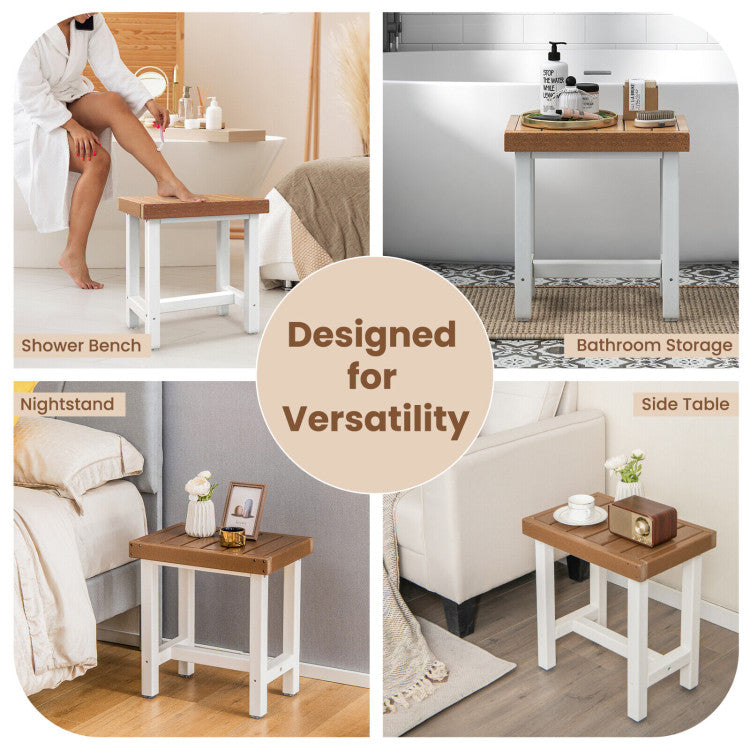 Versatile for Every Room: Beyond the bathroom, our shower bench is a versatile addition to your home. Use it as a stylish sofa side table in the living room, a practical nightstand in the bedroom, or a charming plant stand on your balcony. Its adaptability makes it a must-have for any space.