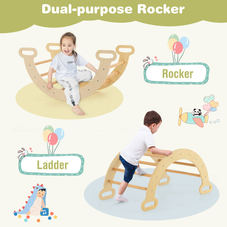 2-in-1 Fun: Experience the excitement of a double-sided climbing ramp that allows sliding or climbing. Combine it with the climbing triangle for adjustable heights. Flip the climbing arch for a rocking adventure!