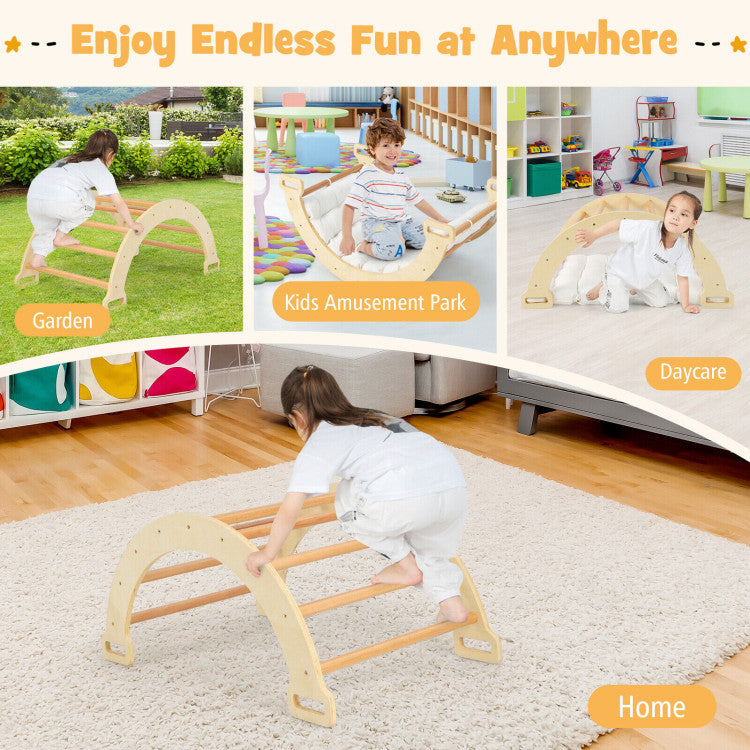 Space-Savvy Design for Any Room: Maximize fun in minimal space! Our compact arch climber fits seamlessly into kid's rooms, playrooms, living rooms, or kindergartens. Easily stow the space-saving cushion under furniture when playtime is over.
