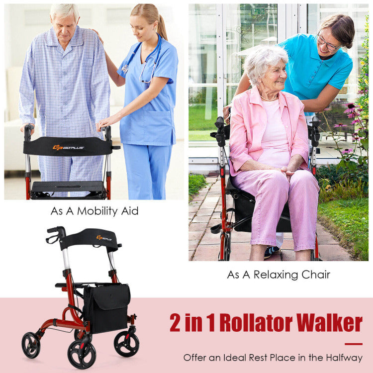 Versatile 2-in-1 Mobility Aid: This all-in-one rollator walker serves as both a mobility aid and a wheelchair, catering to the diverse needs of seniors, individuals with disabilities, and patients. Experience newfound independence with the freedom to switch between walking and resting on the comfortable mesh seat.