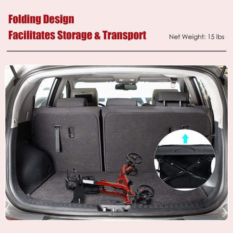 Effortless Folding and Portability: The convenient seat rope enables one-handed folding, simplifying storage and transportation. Its compact size easily fits into car trunks and tucks away neatly when not in use. Adapt the rollator's width for seamless navigation through narrow hallways and tight spaces.