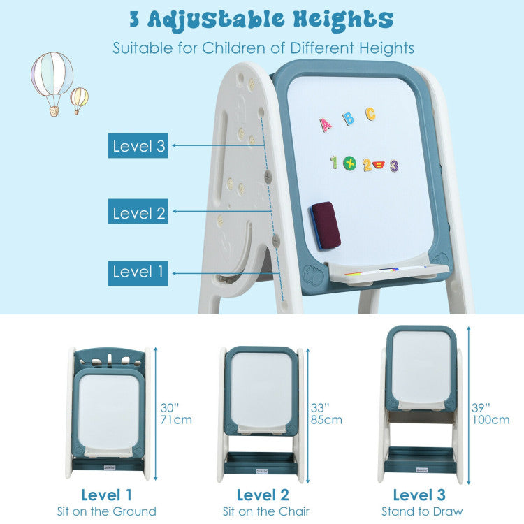 3 Adjustable Heights: Featuring 3 adjustable positions from 30” to 39”, this premium kids art easel is suitable for kids of different heights which grows with your little one and fits kids over 3 years old. The ergonomic chair makes your children more comfortable while drawing or writing.